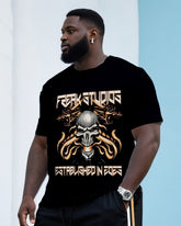 Big & Tall Men's Street Fashion Halloween Horror Skull Crewneck T-Shirt Shorts Suit